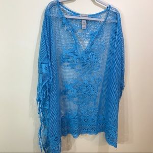 NWOT Catherines Blue Crochet Top
